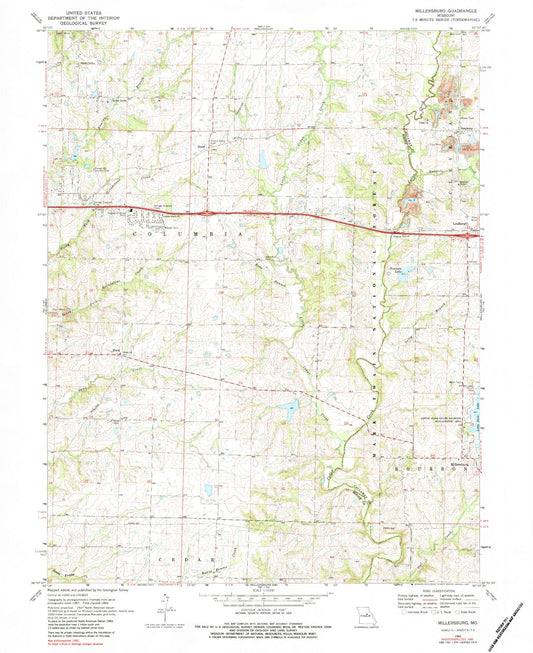 Classic USGS Millersburg Missouri 7.5'x7.5' Topo Map Image
