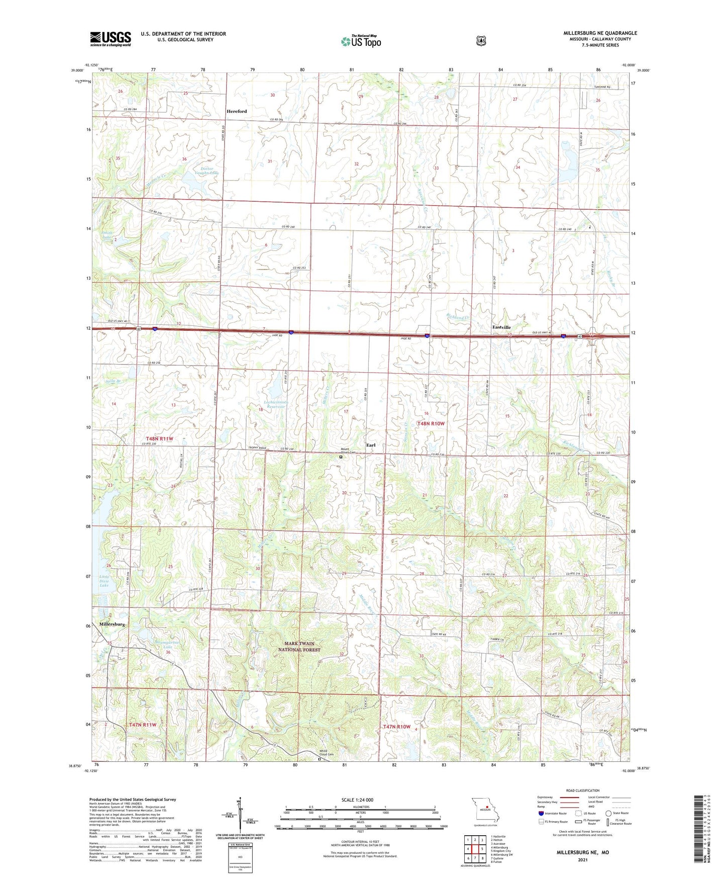Millersburg NE Missouri US Topo Map Image
