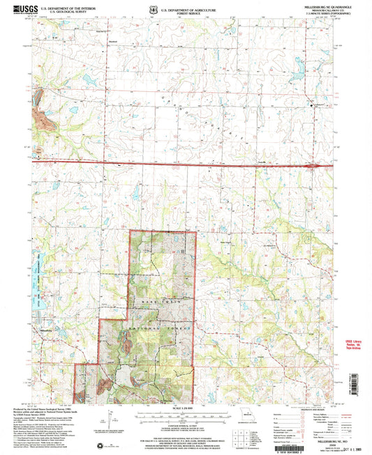 Classic USGS Millersburg NE Missouri 7.5'x7.5' Topo Map Image