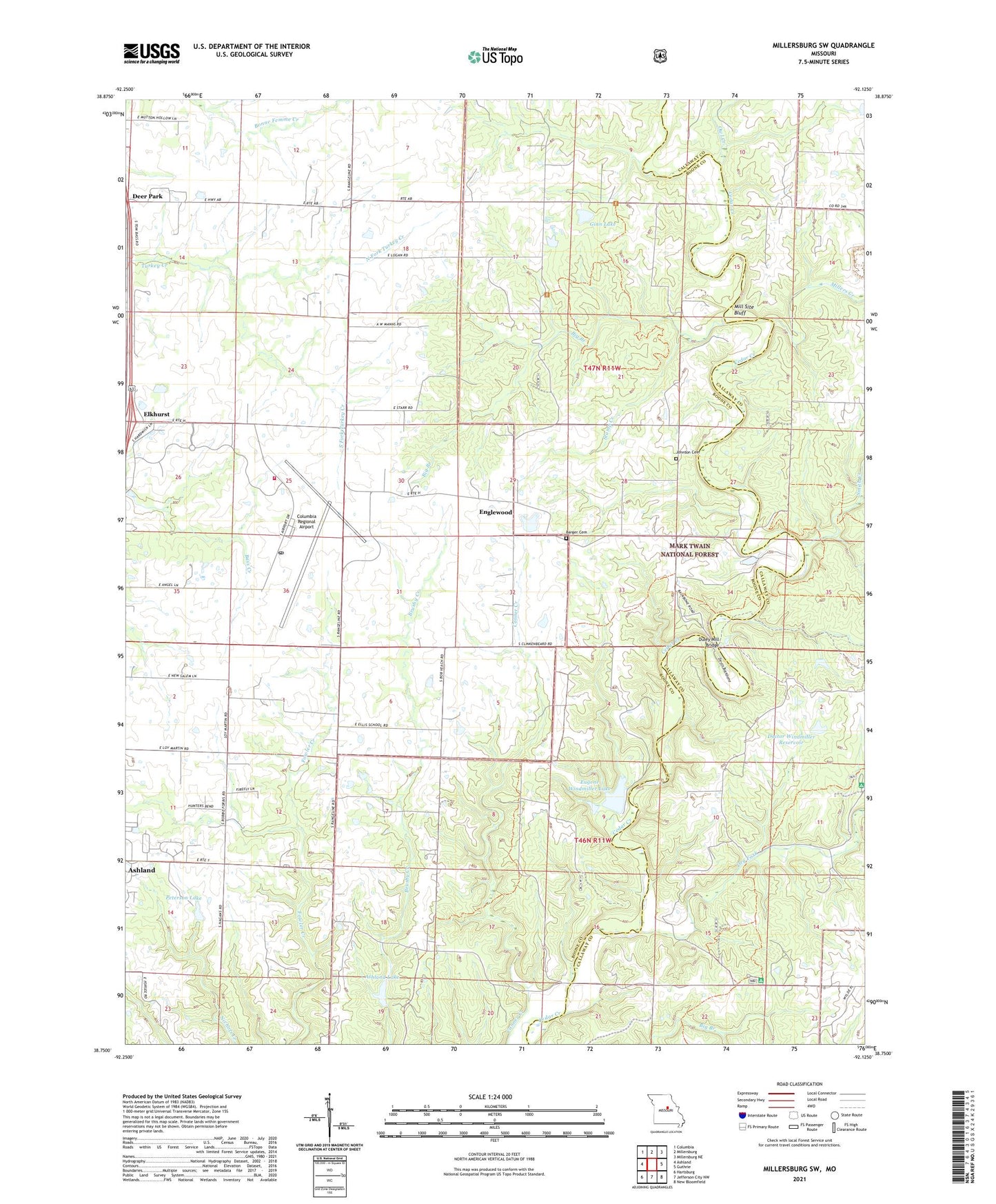 Millersburg SW Missouri US Topo Map Image
