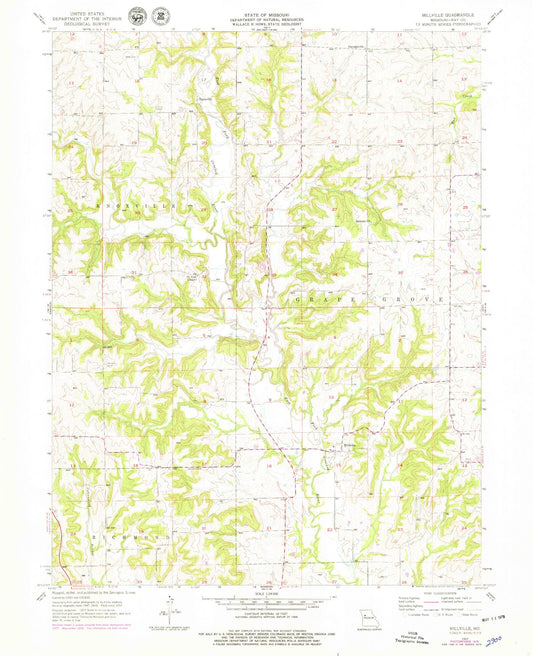 Classic USGS Millville Missouri 7.5'x7.5' Topo Map Image