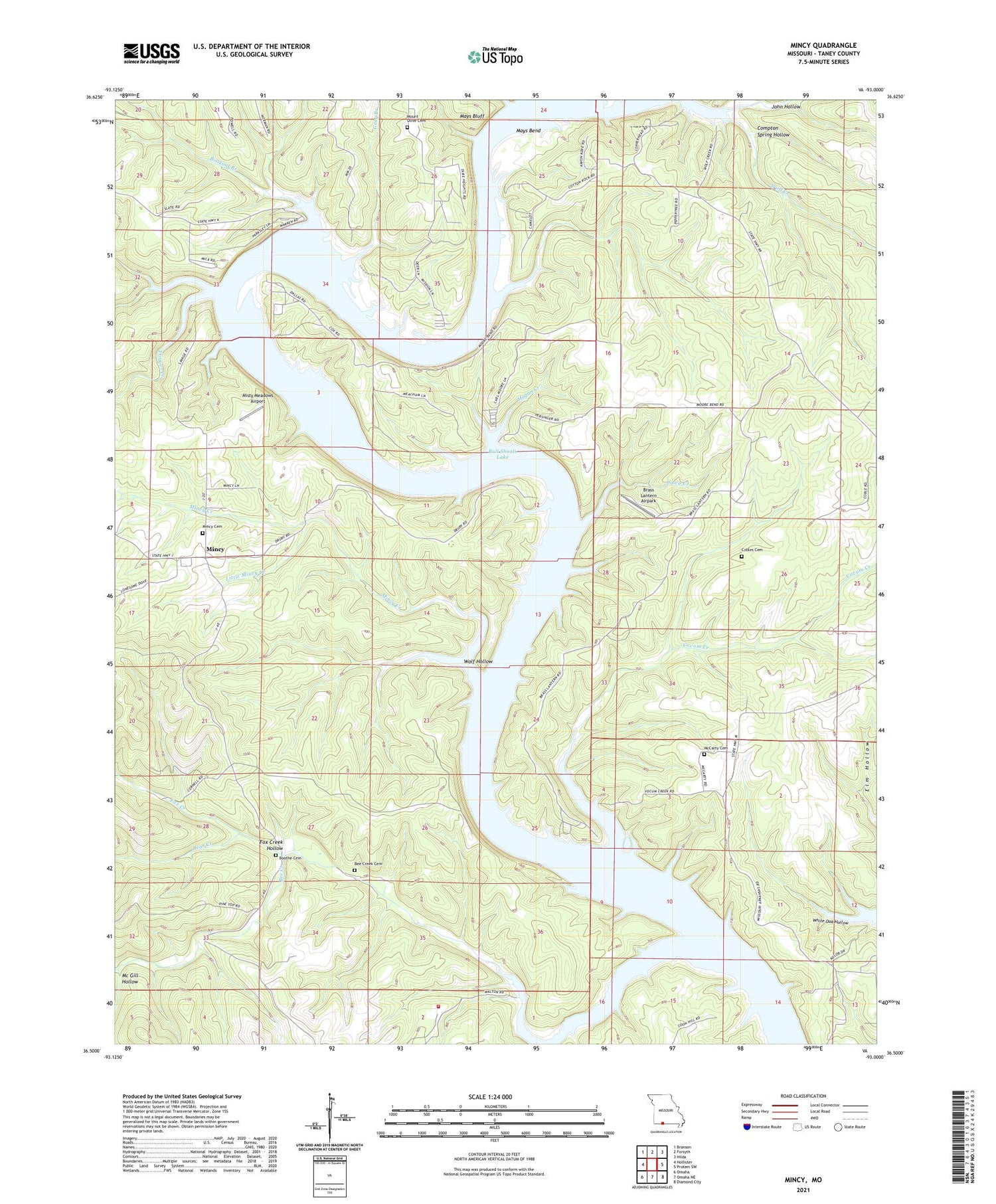 Mincy Missouri US Topo Map Image