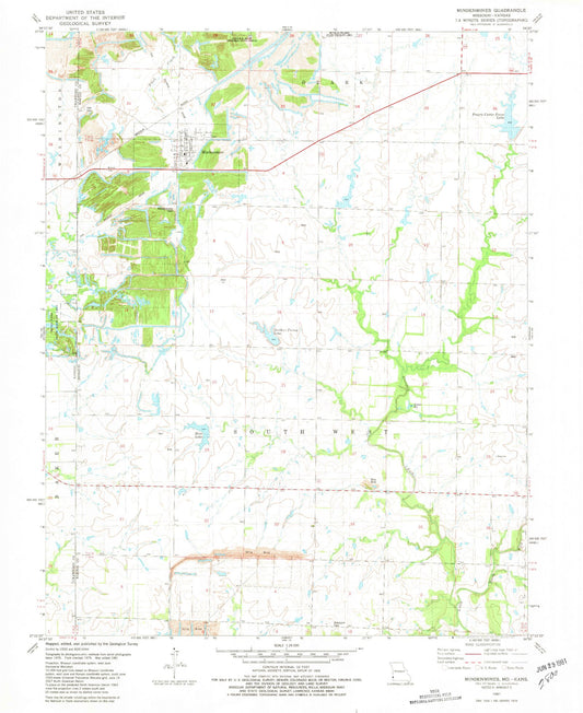 Classic USGS Mindenmines Missouri 7.5'x7.5' Topo Map Image