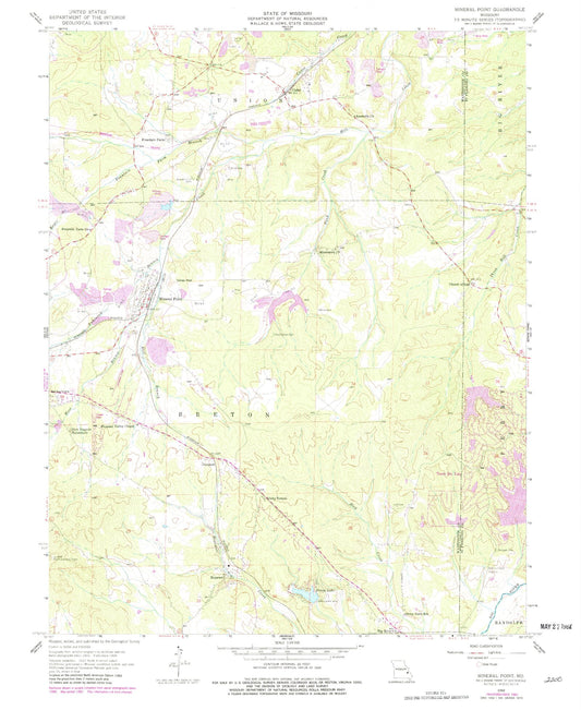 Classic USGS Mineral Point Missouri 7.5'x7.5' Topo Map Image