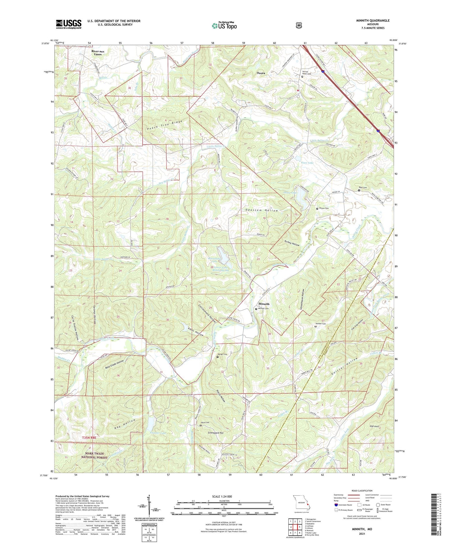 Minnith Missouri US Topo Map Image