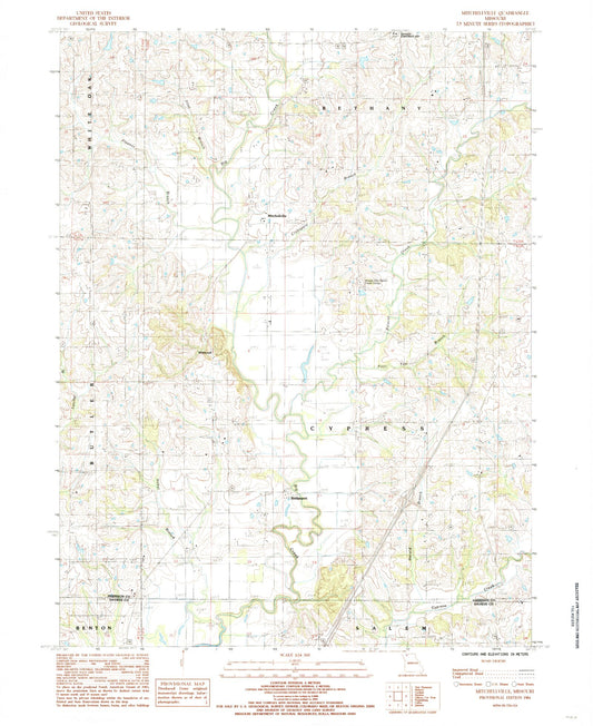 Classic USGS Mitchellville Missouri 7.5'x7.5' Topo Map Image