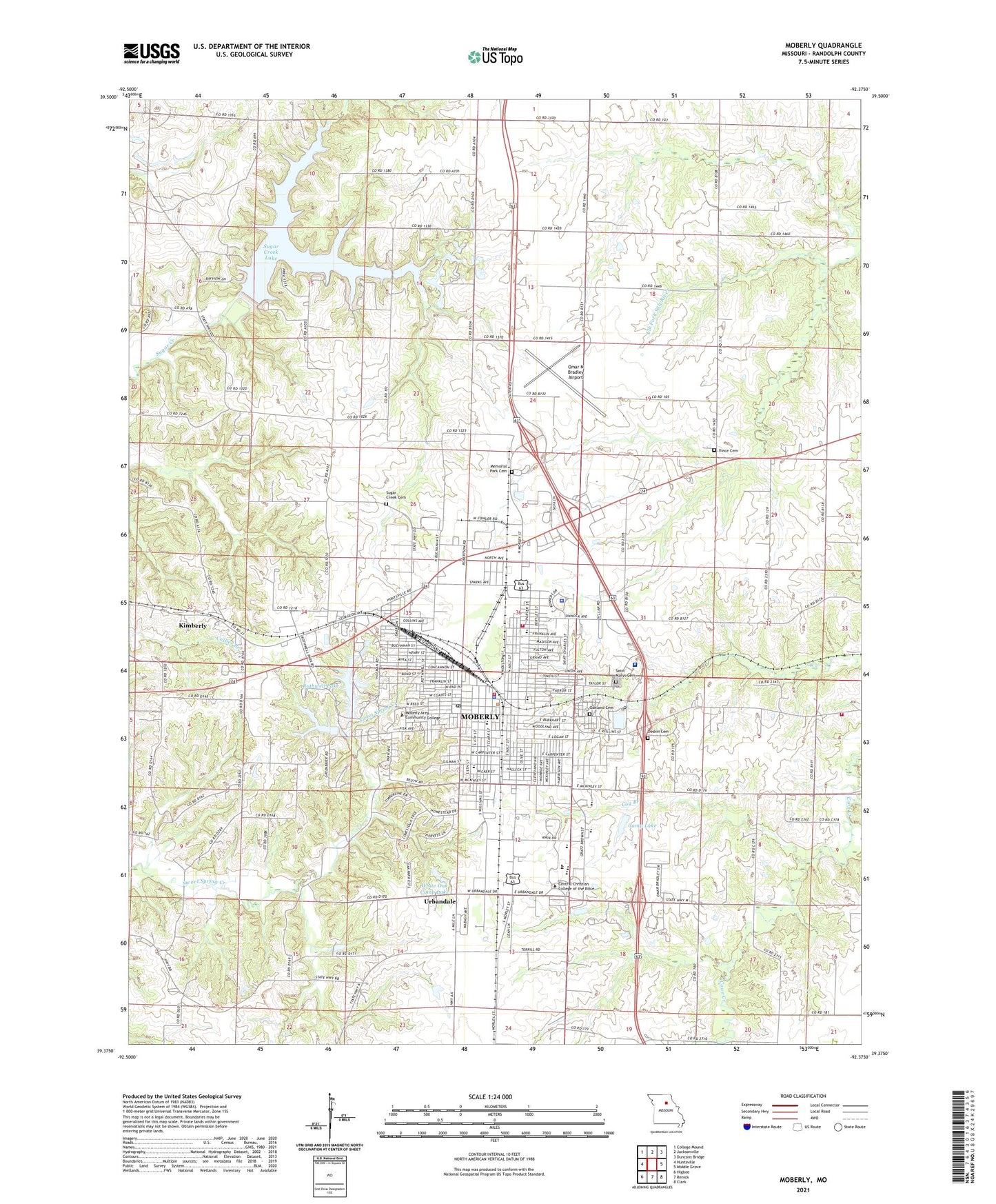 Moberly Missouri US Topo Map Image