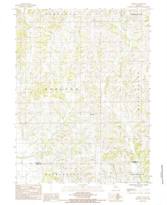 Classic USGS Modena Missouri 7.5'x7.5' Topo Map Image