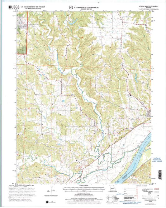 Classic USGS Mokane East Missouri 7.5'x7.5' Topo Map Image