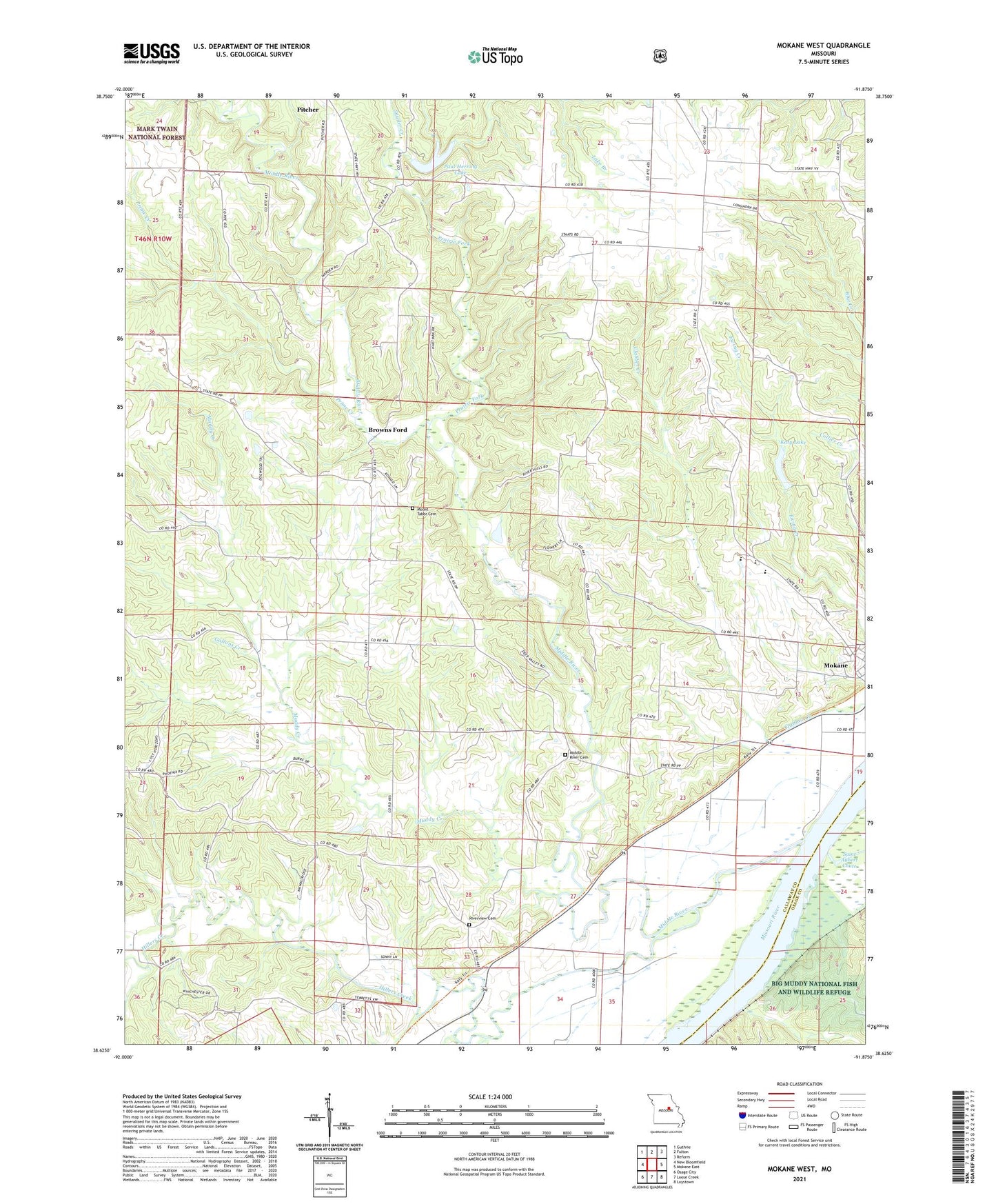 Mokane West Missouri US Topo Map Image