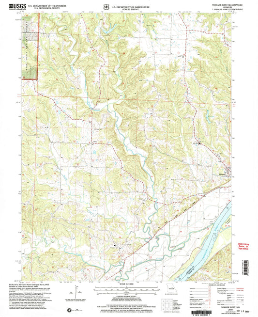 Classic USGS Mokane West Missouri 7.5'x7.5' Topo Map Image