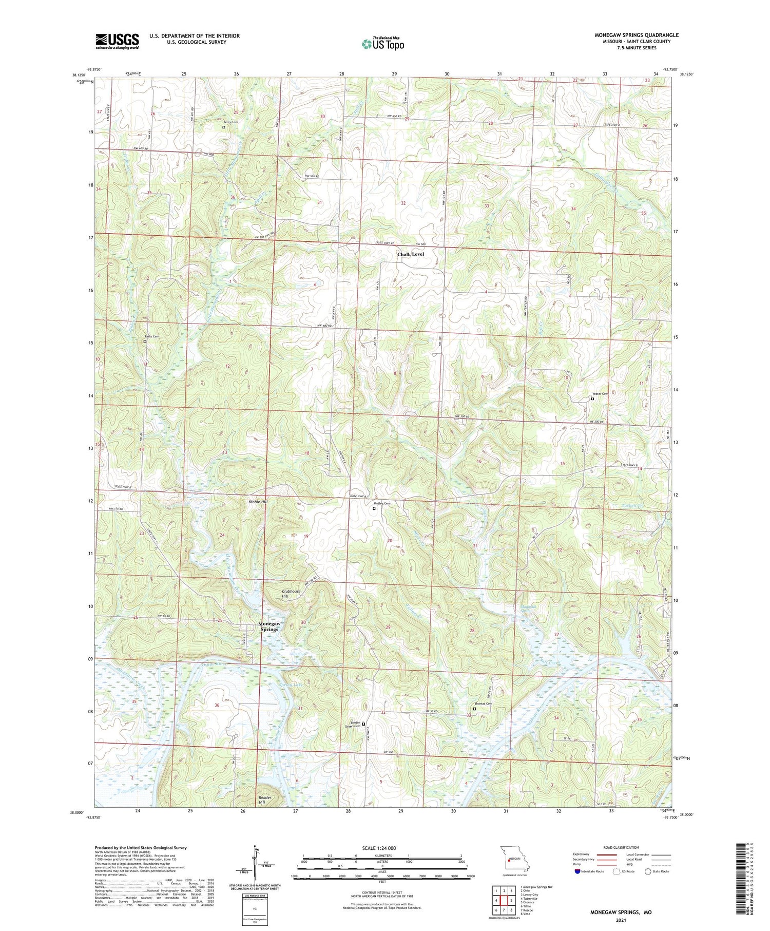 Monegaw Springs Missouri US Topo Map Image
