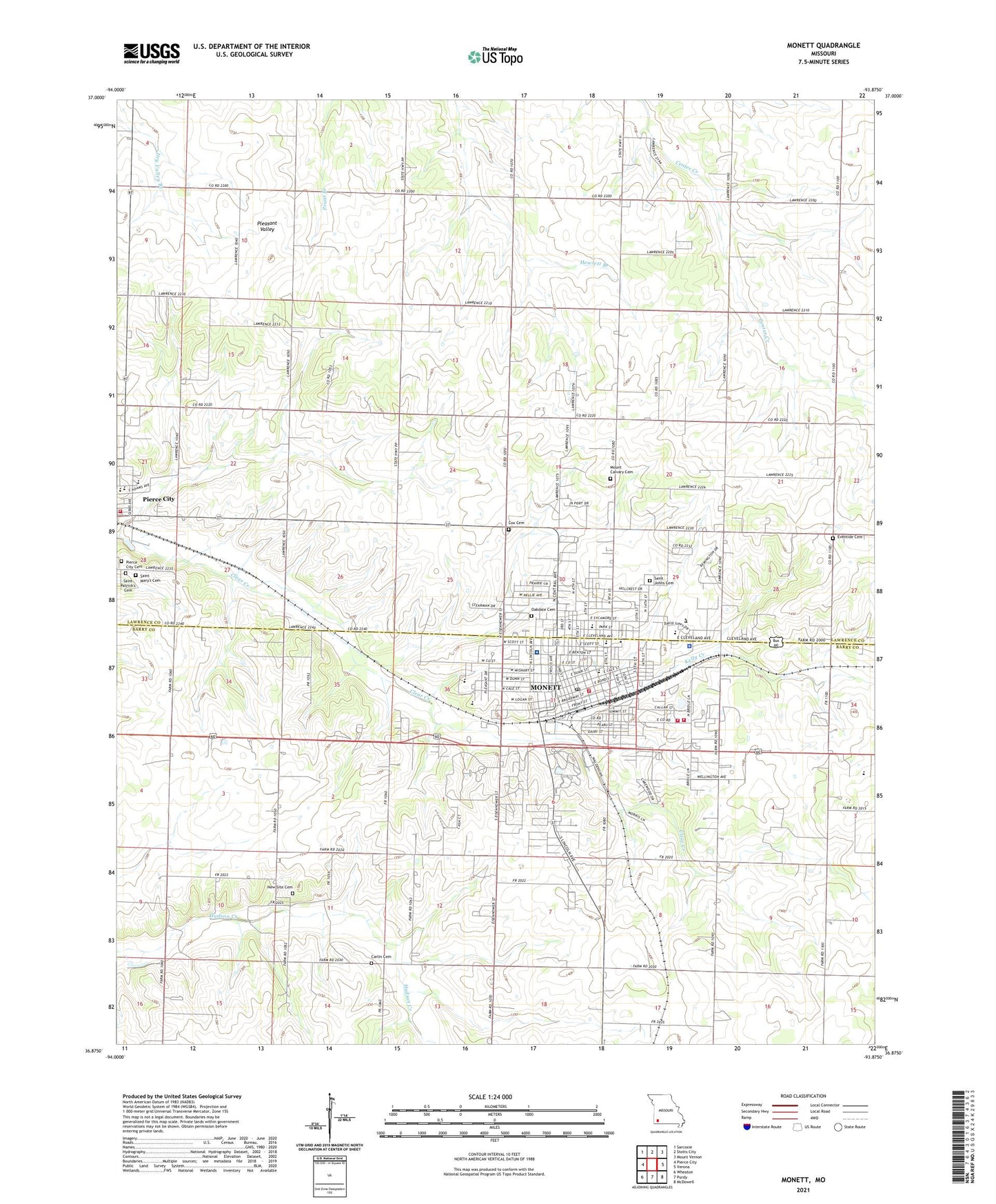 Monett Missouri US Topo Map Image