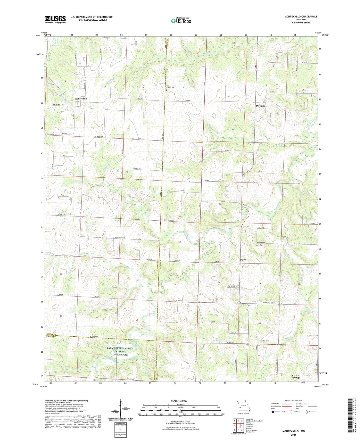 Montevallo Missouri US Topo Map Image