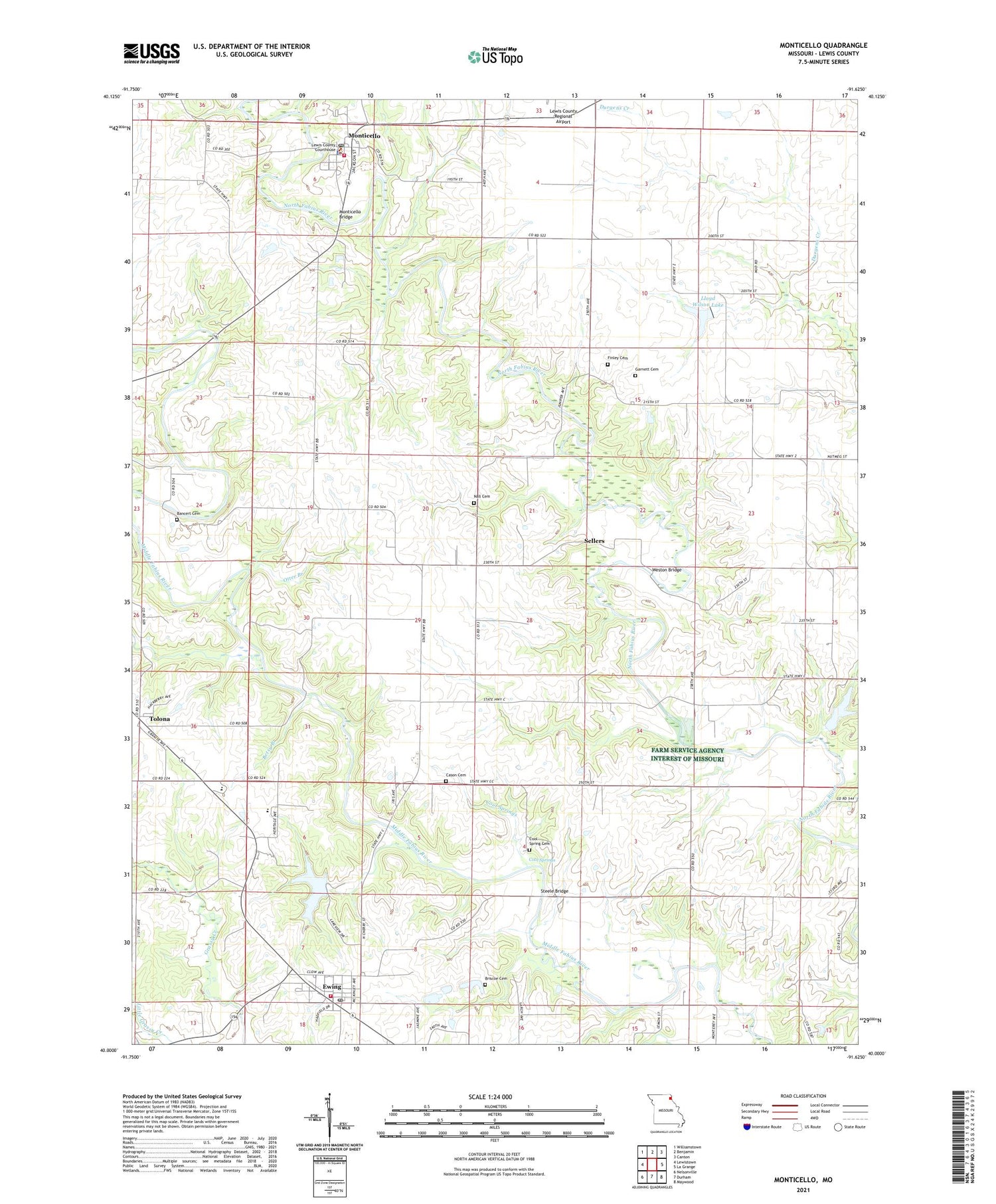 Monticello Missouri US Topo Map Image