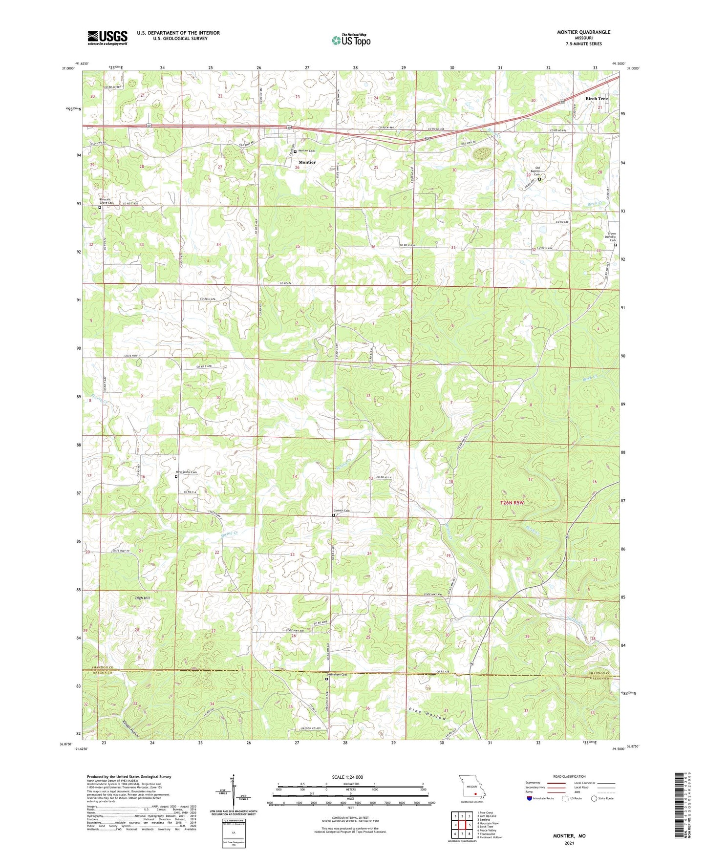 Montier Missouri US Topo Map Image