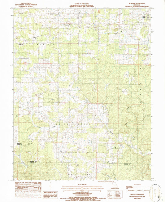 Classic USGS Montier Missouri 7.5'x7.5' Topo Map Image