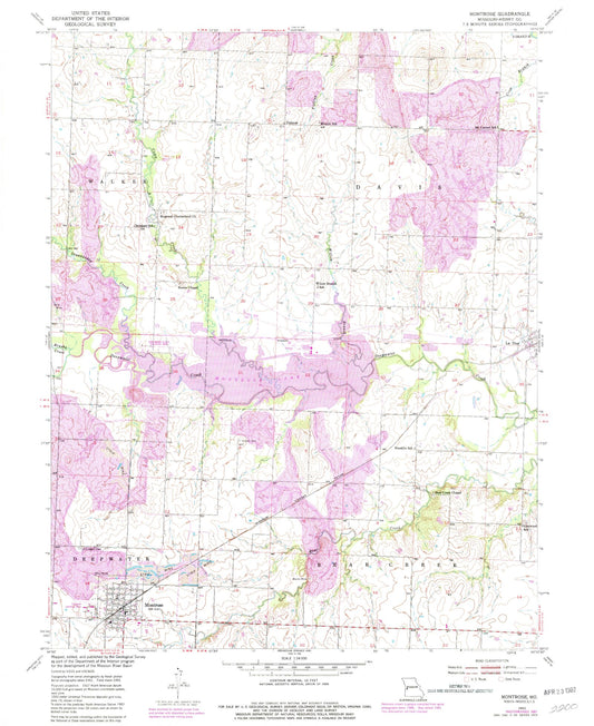 Classic USGS Montrose Missouri 7.5'x7.5' Topo Map Image