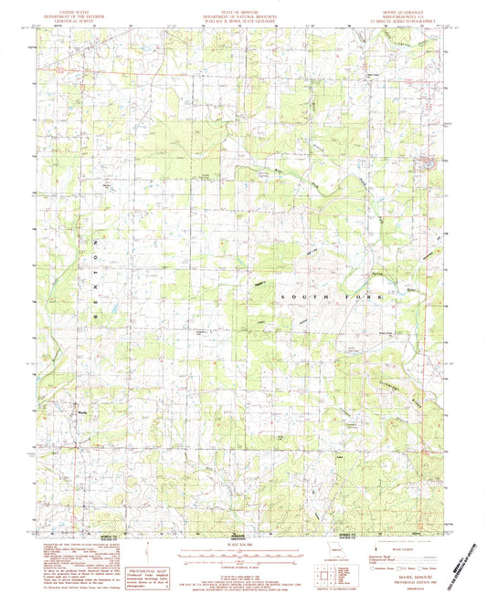 Classic USGS Moody Missouri 7.5'x7.5' Topo Map Image