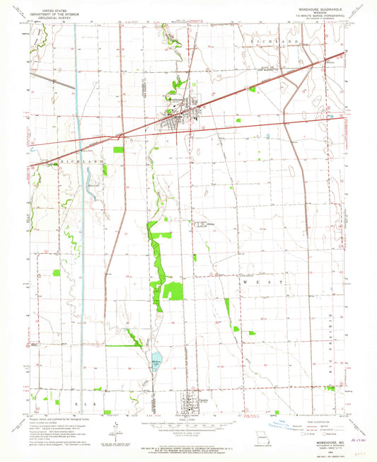 Classic USGS Morehouse Missouri 7.5'x7.5' Topo Map Image