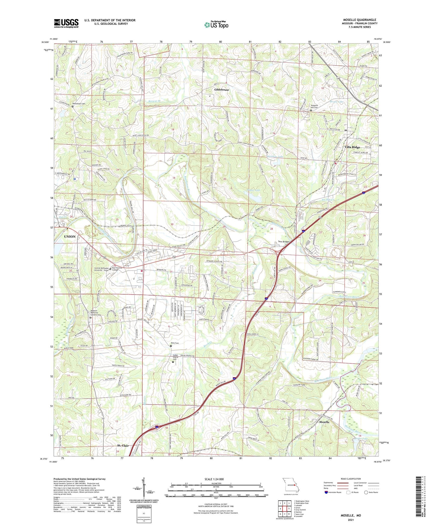 Moselle Missouri US Topo Map Image