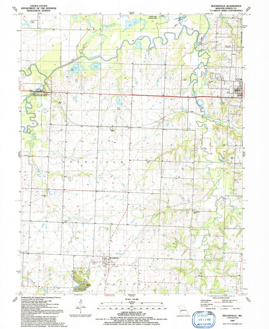 Classic USGS Moundville Missouri 7.5'x7.5' Topo Map Image
