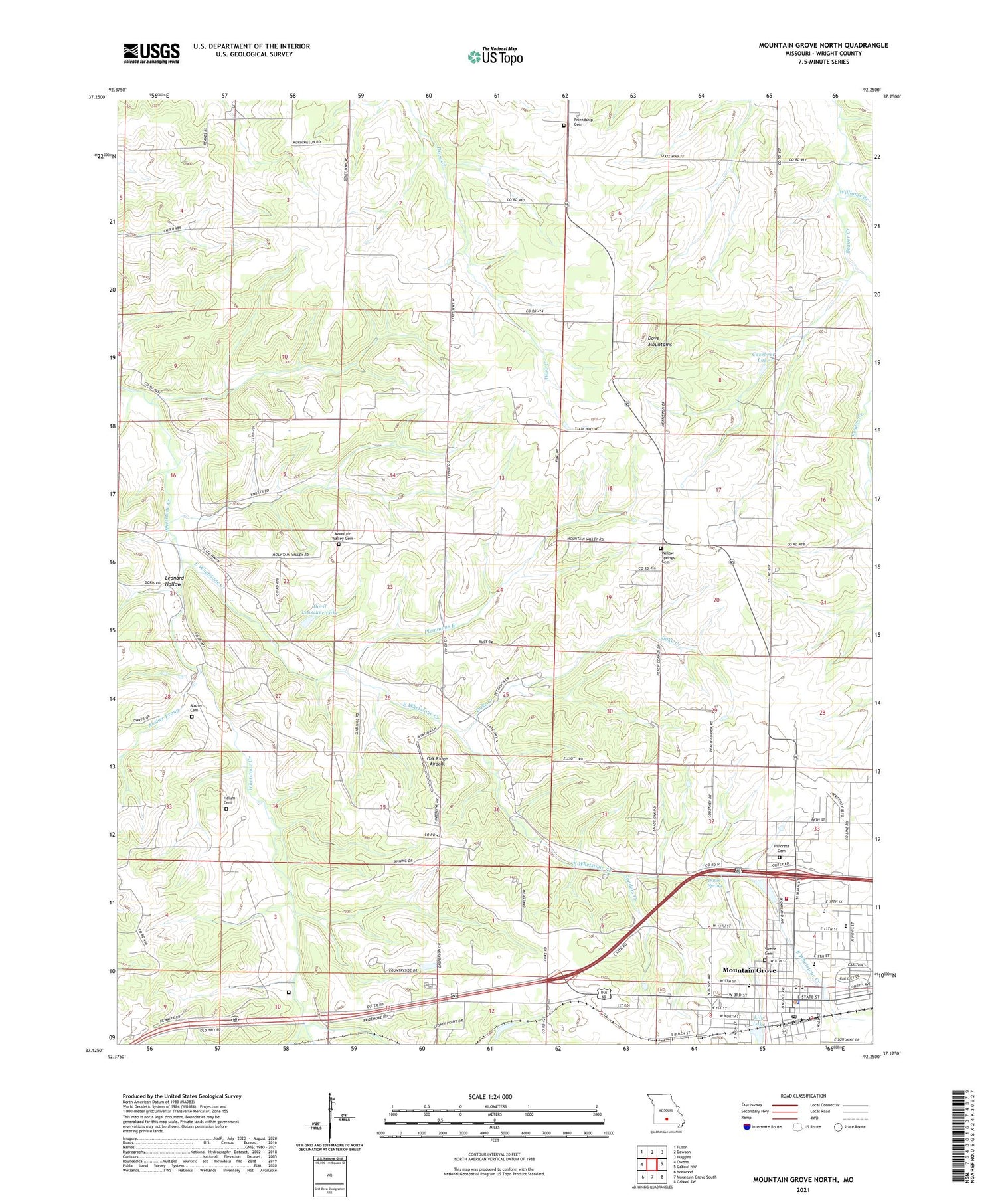 Mountain Grove North Missouri US Topo Map Image