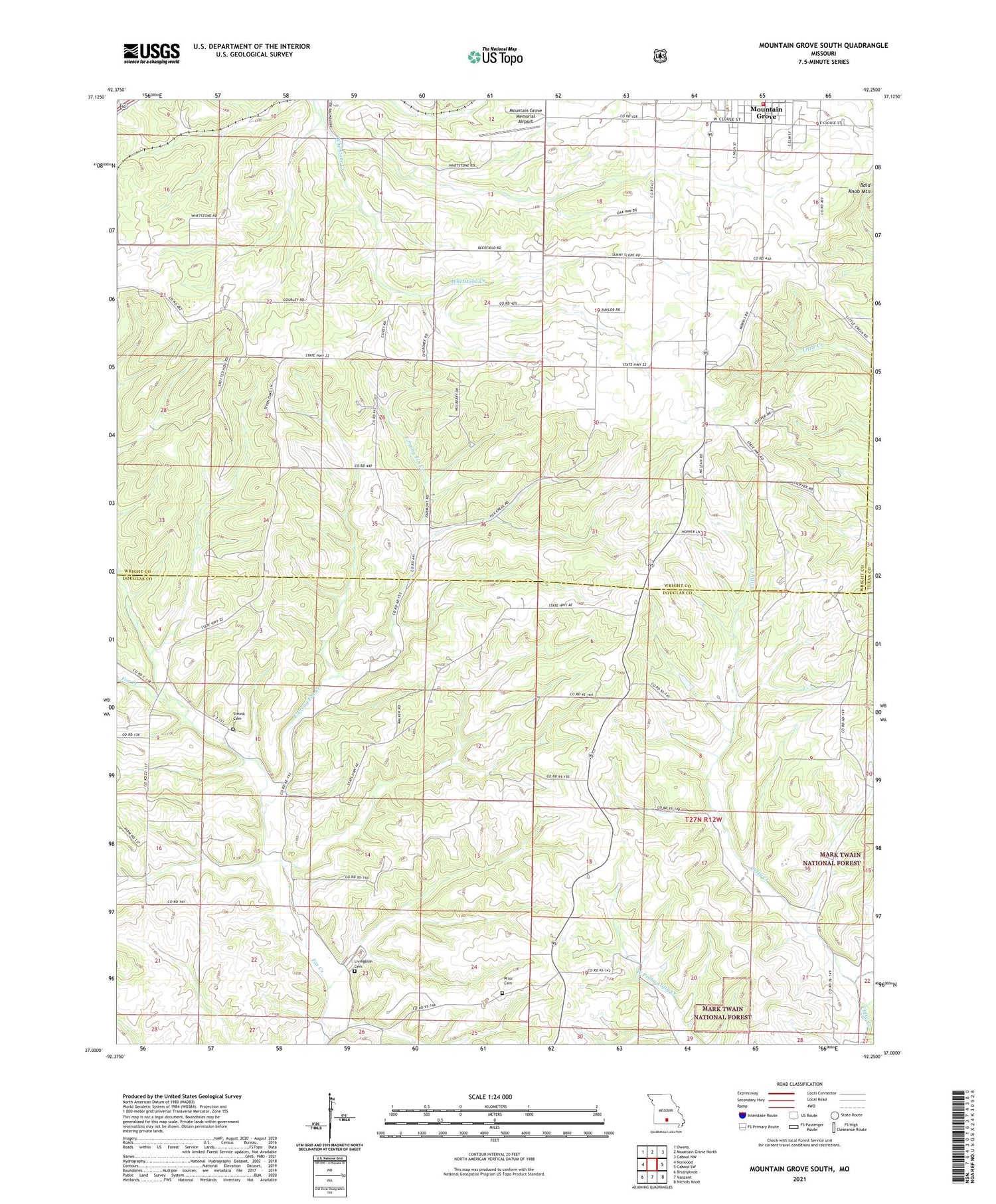 Mountain Grove South Missouri US Topo Map Image