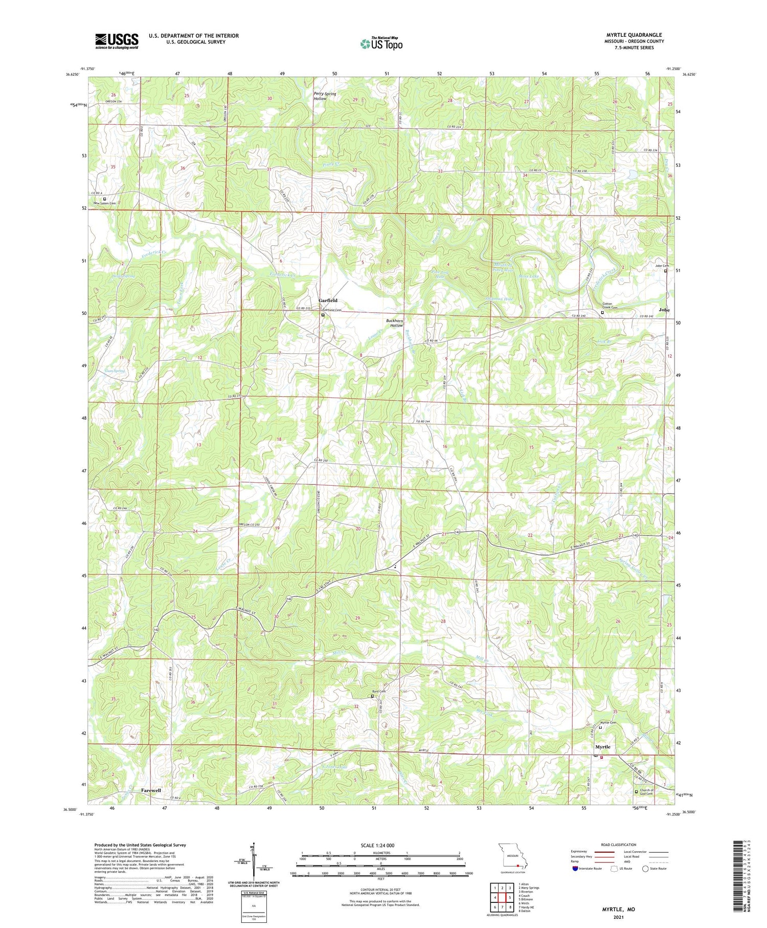 Myrtle Missouri US Topo Map Image