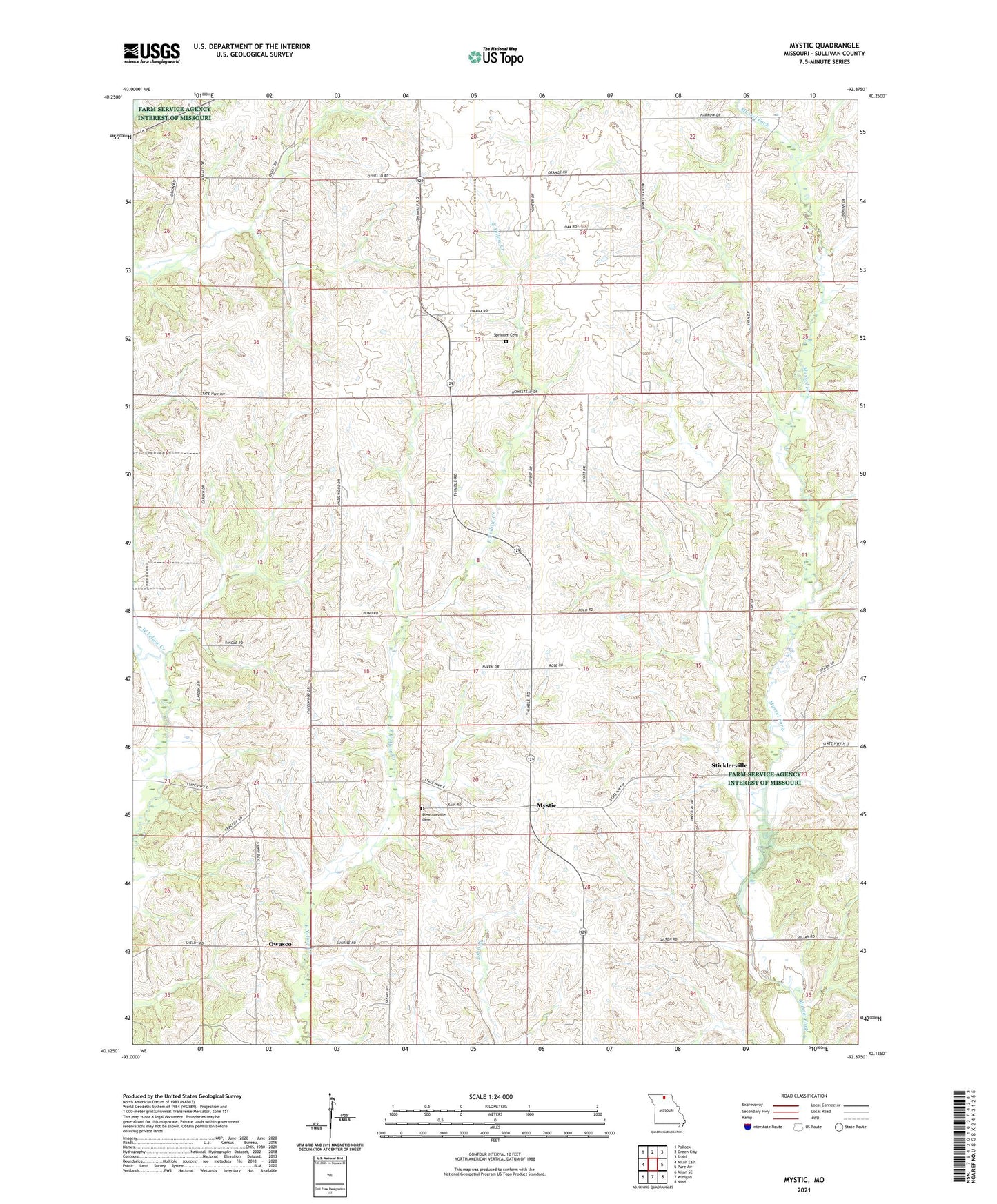 Mystic Missouri US Topo Map Image