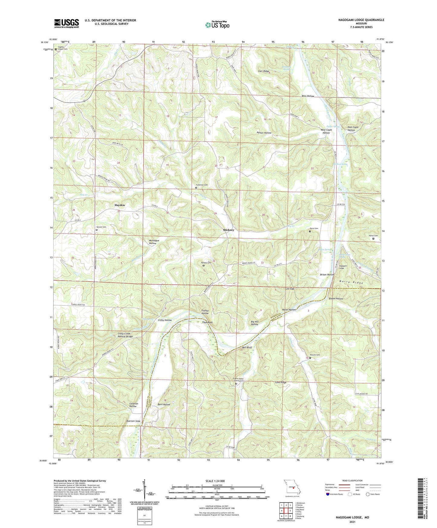Nagogami Lodge Missouri US Topo Map Image
