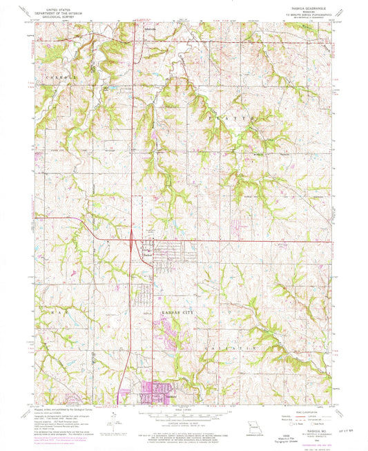 Classic USGS Nashua Missouri 7.5'x7.5' Topo Map Image
