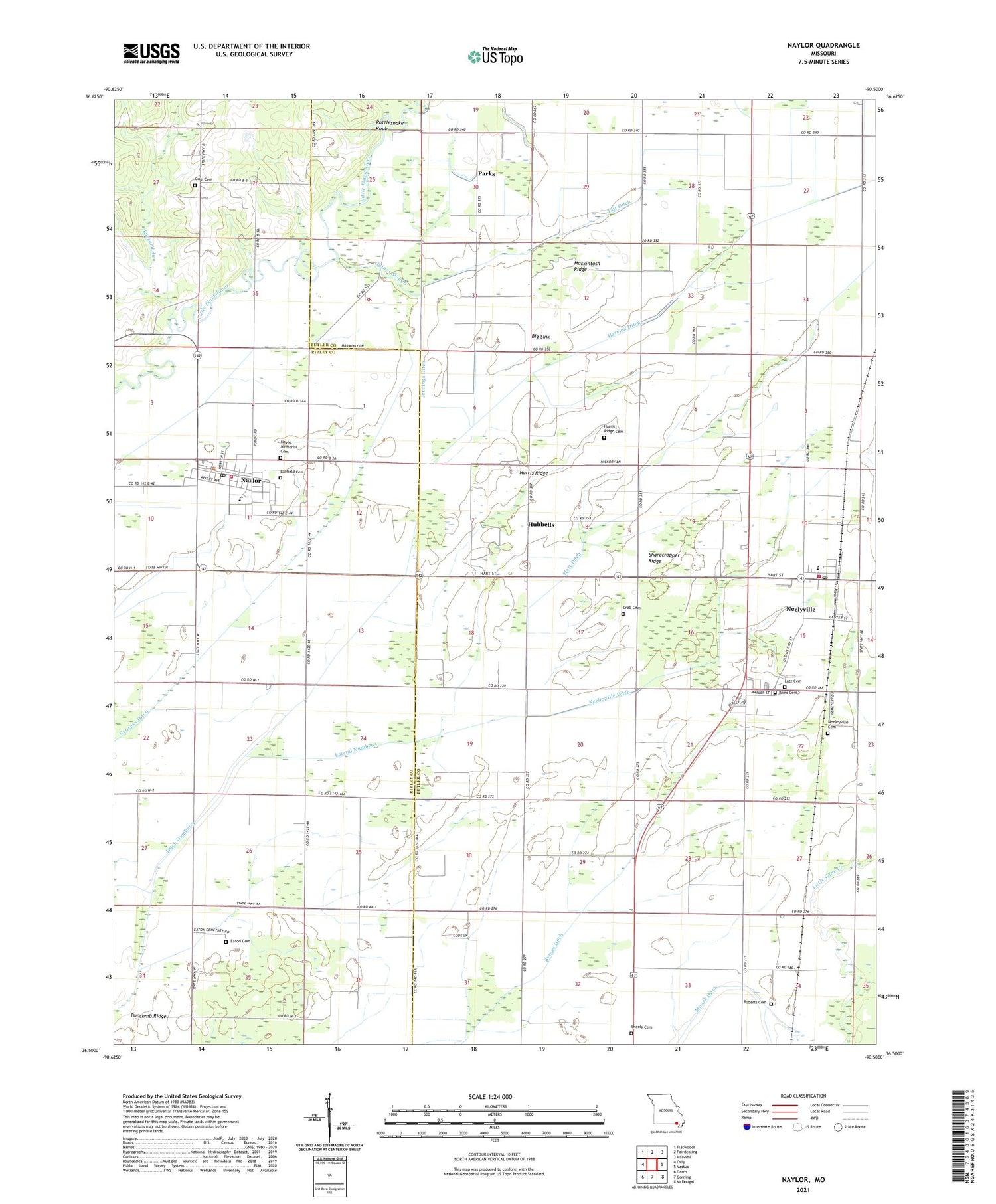 Naylor Missouri US Topo Map Image