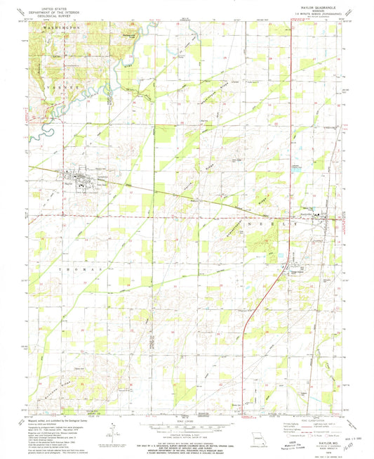Classic USGS Naylor Missouri 7.5'x7.5' Topo Map Image