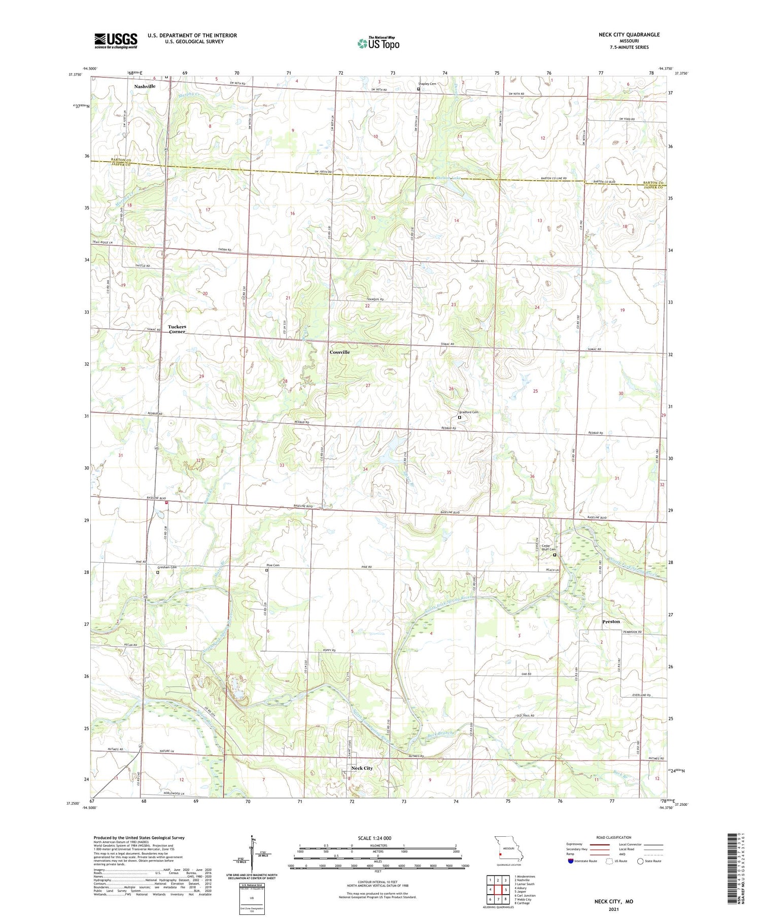 Neck City Missouri US Topo Map Image
