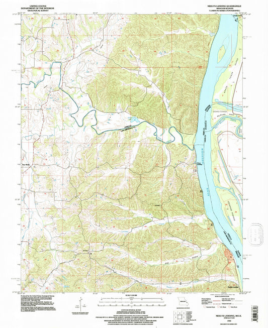 Classic USGS Neelys Landing Missouri 7.5'x7.5' Topo Map Image