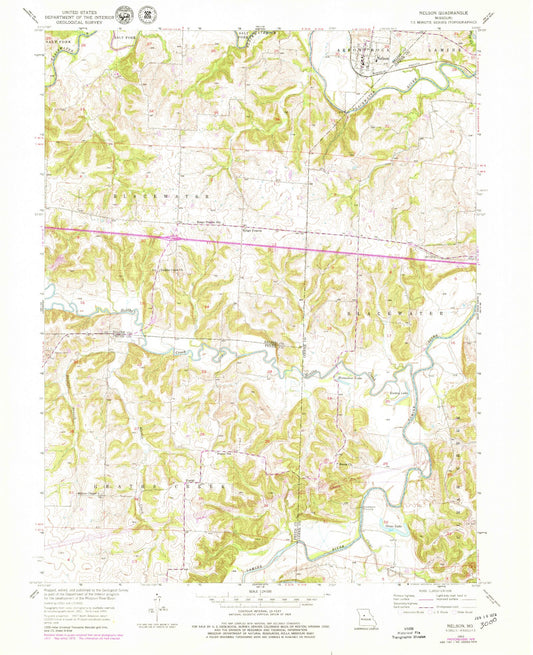 Classic USGS Nelson Missouri 7.5'x7.5' Topo Map Image
