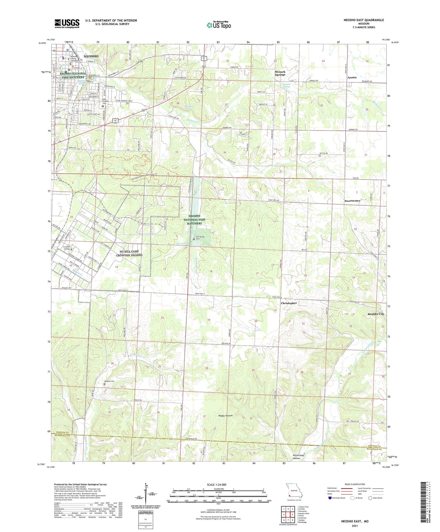 Neosho East Missouri US Topo Map Image