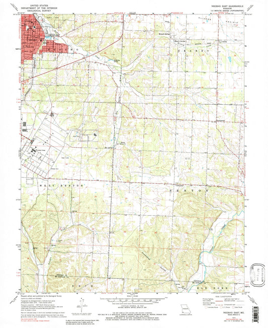 Classic USGS Neosho East Missouri 7.5'x7.5' Topo Map Image