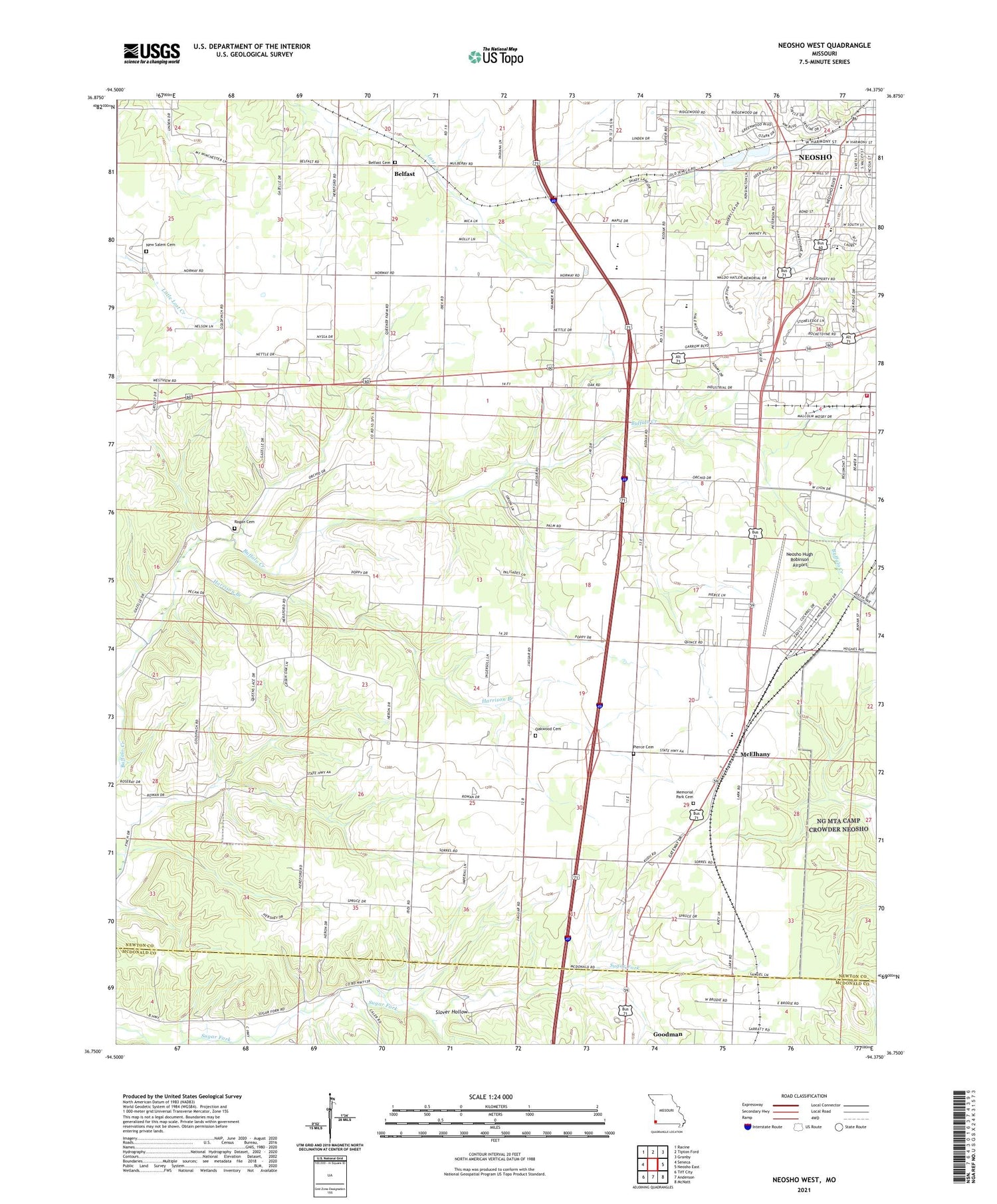 Neosho West Missouri US Topo Map Image