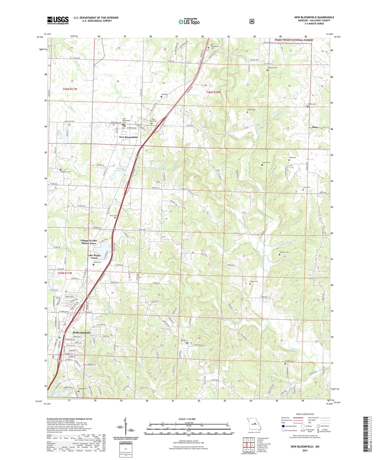 New Bloomfield Missouri US Topo Map Image
