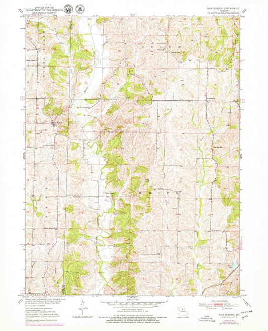 Classic USGS New Boston Missouri 7.5'x7.5' Topo Map Image
