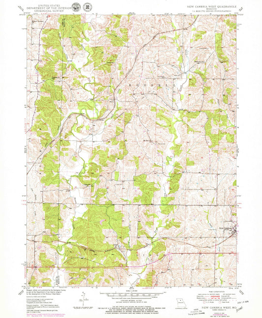 Classic USGS New Cambria West Missouri 7.5'x7.5' Topo Map Image