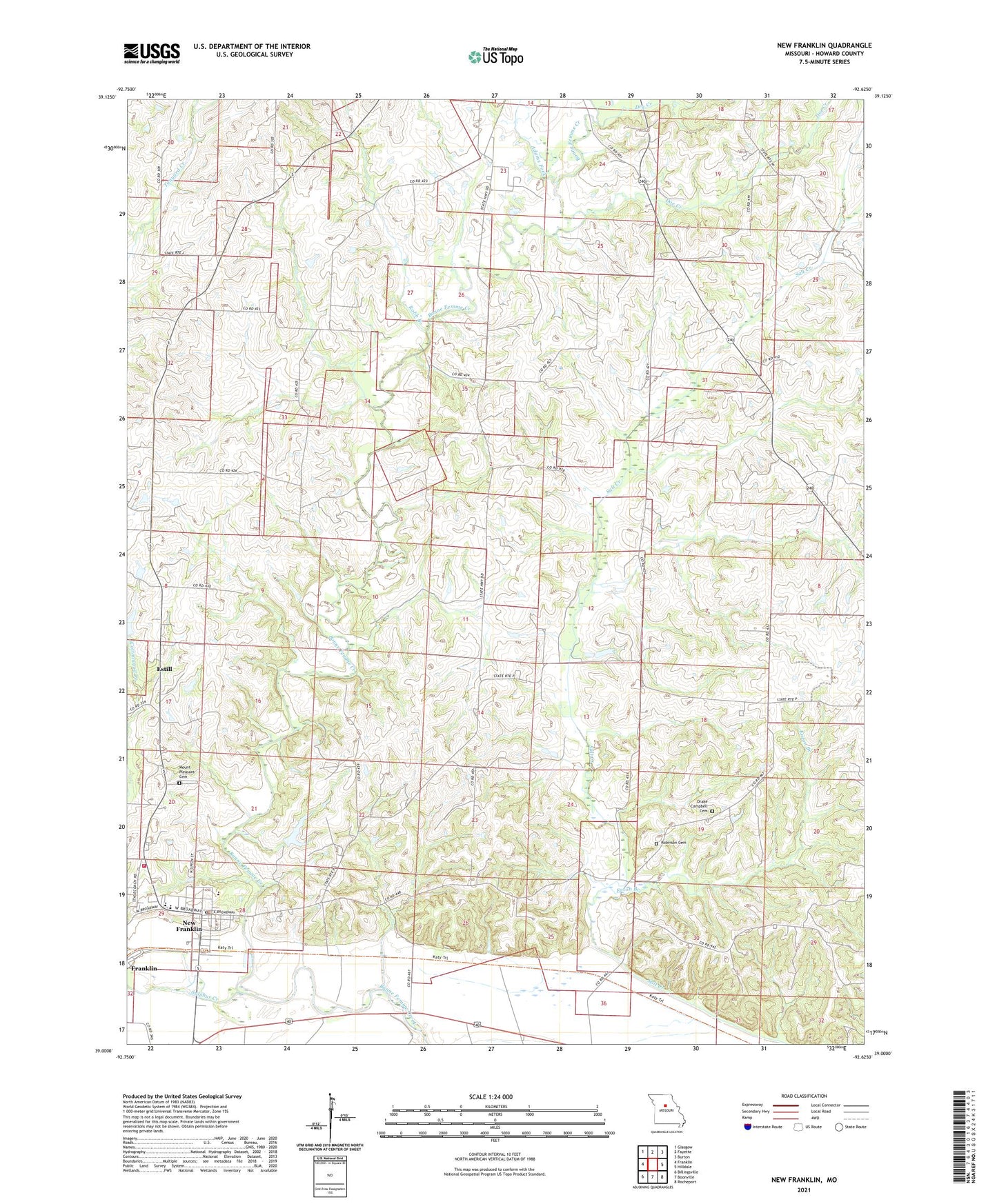 New Franklin Missouri US Topo Map Image