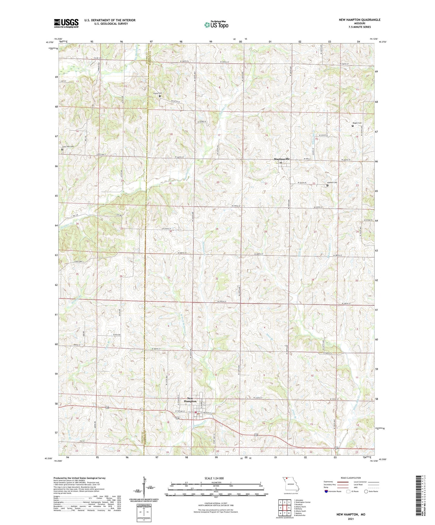 New Hampton Missouri US Topo Map Image