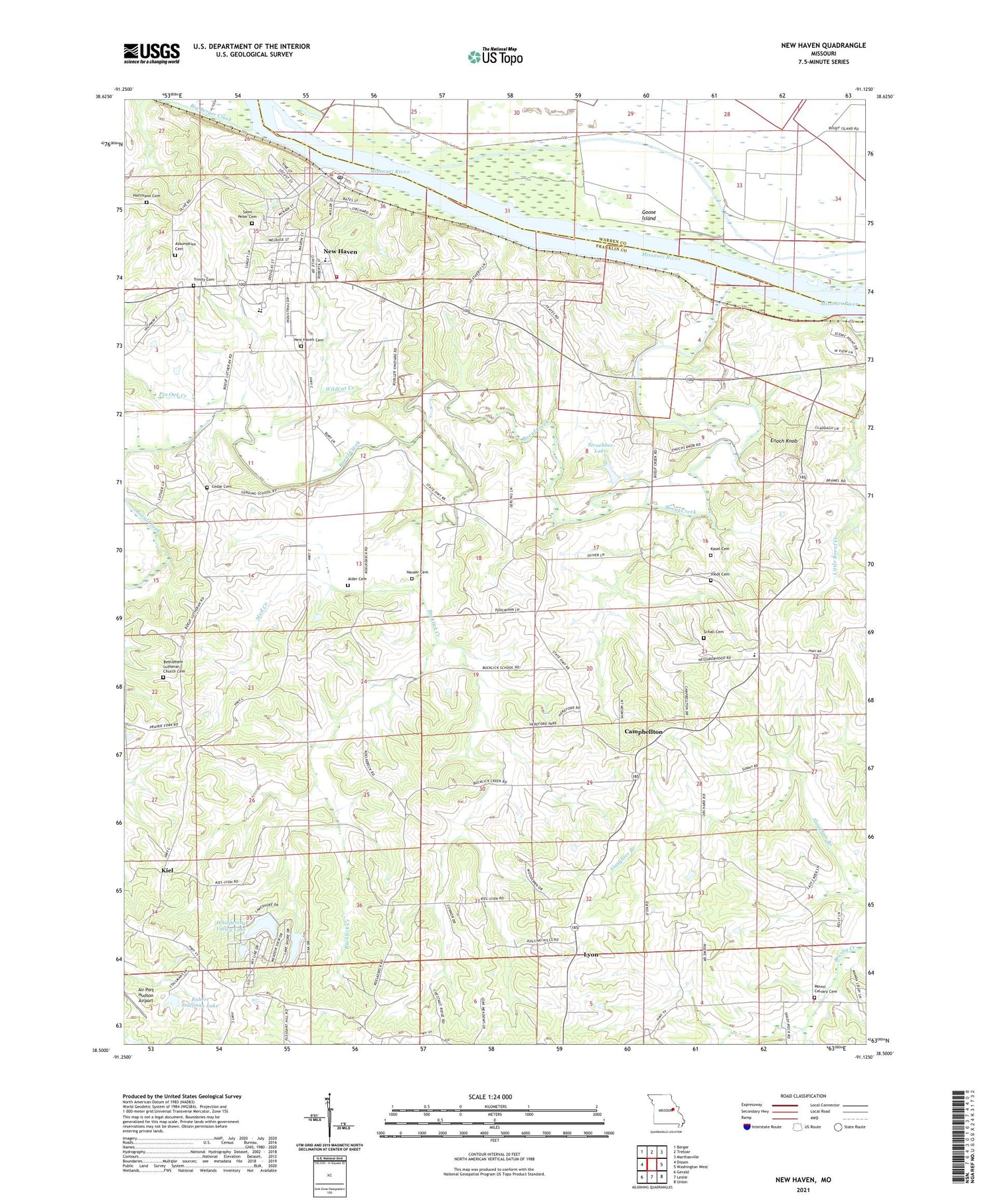 New Haven Missouri US Topo Map Image
