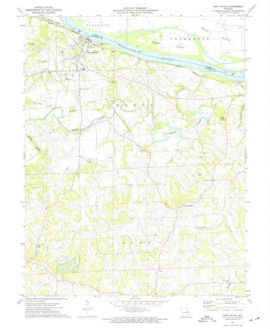 Classic USGS New Haven Missouri 7.5'x7.5' Topo Map Image