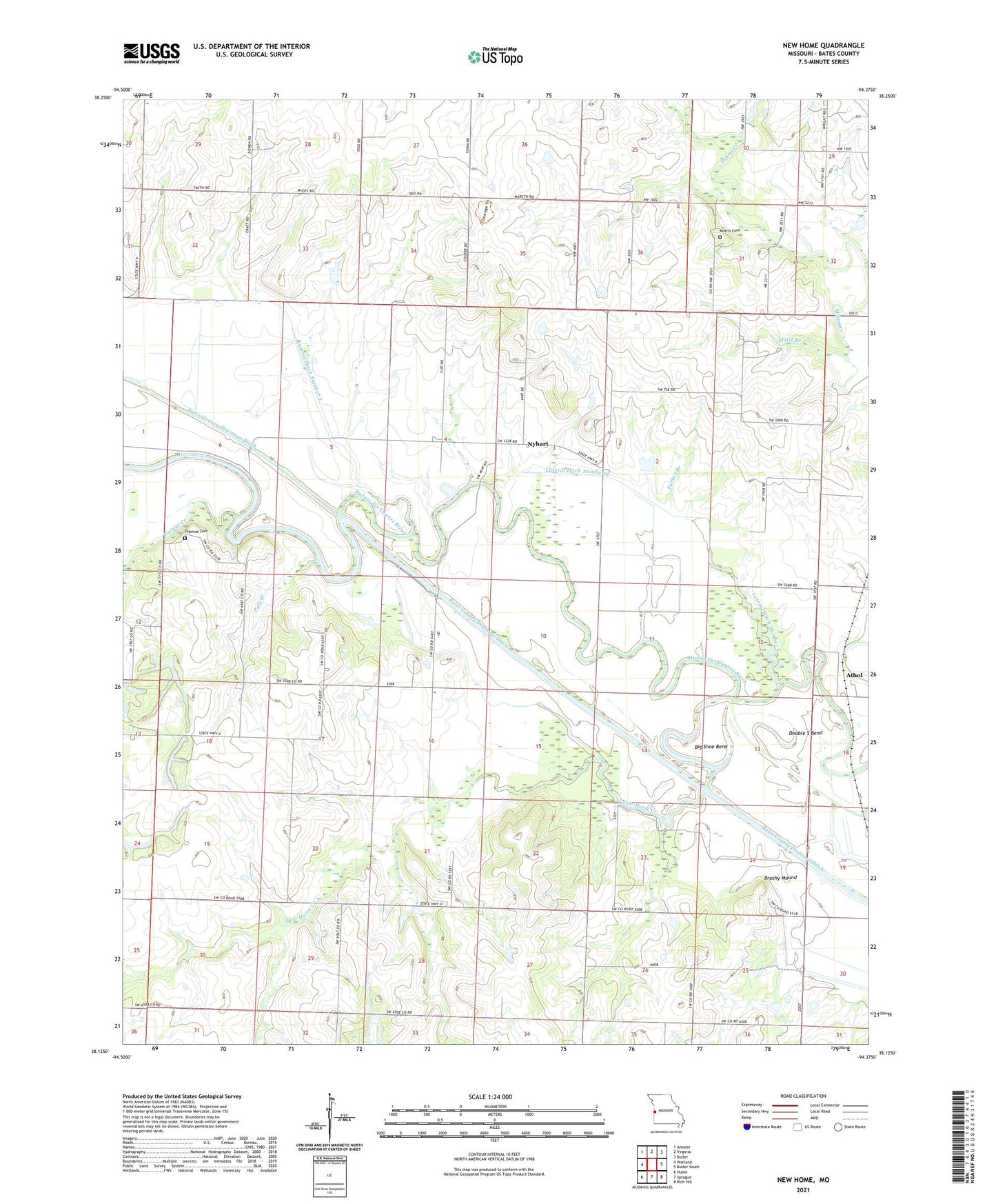 New Home Missouri US Topo Map Image