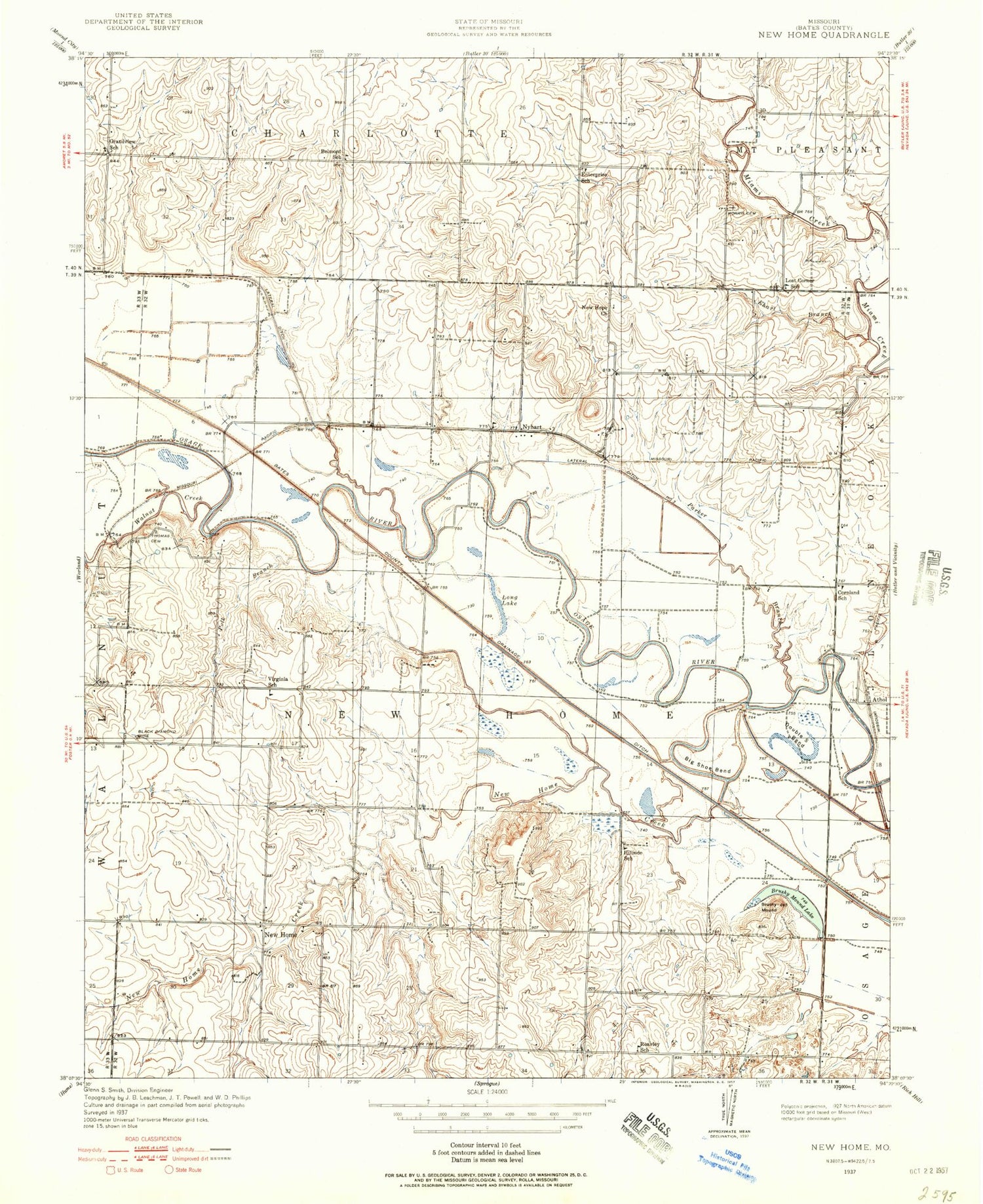 Classic USGS New Home Missouri 7.5'x7.5' Topo Map Image