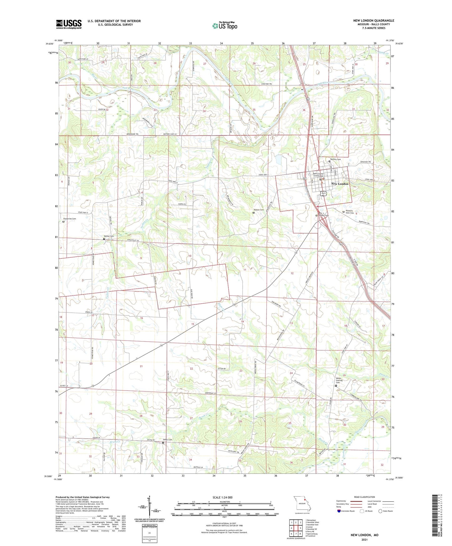 New London Missouri US Topo Map Image